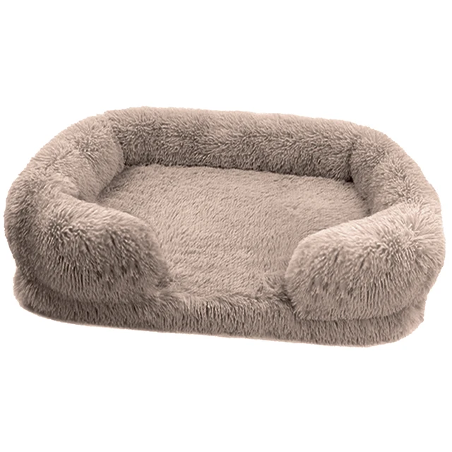 Plush square large dog bed for all seasons, comfortable and soft cat sofa bed with raised edges, removable plush cover dog bed, 6