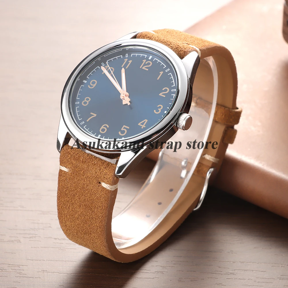 Genuine Leather Quick Release Watch Band with Soft Suede Strap - Calfskin Bracelet