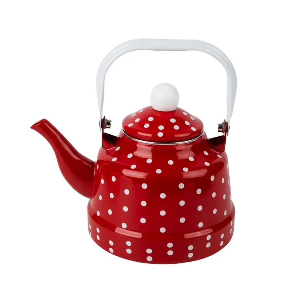 Tetera esmaltada de estilo europeo Vintage, tetera de campana antigua hecha a mano, mango cómodo, hervidor de agua irrompible para exteriores