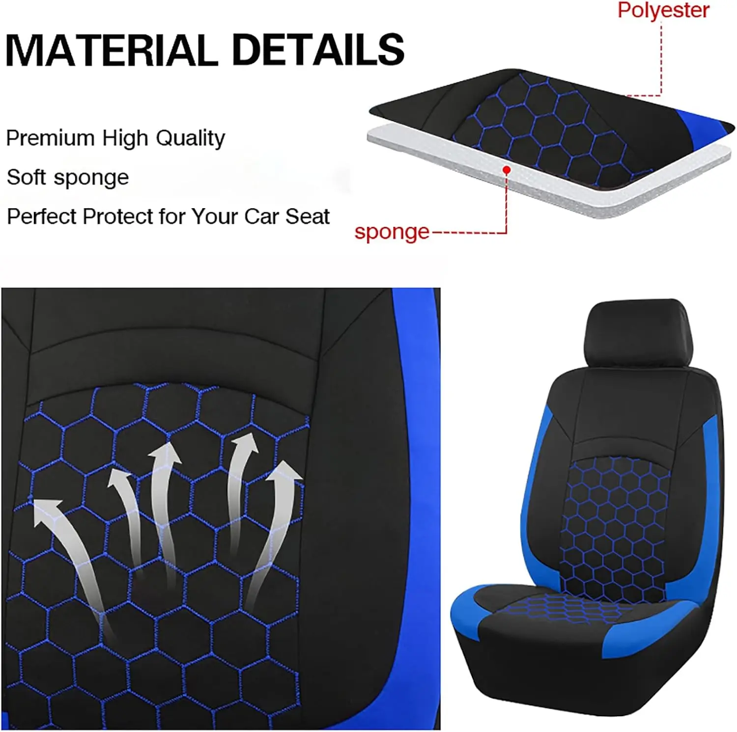 Coprisedile universale per auto a 5 posti, adatto a vari modelli, lavabile in lavatrice, facile da pulire e installare, elevata elasticità - immagine 2