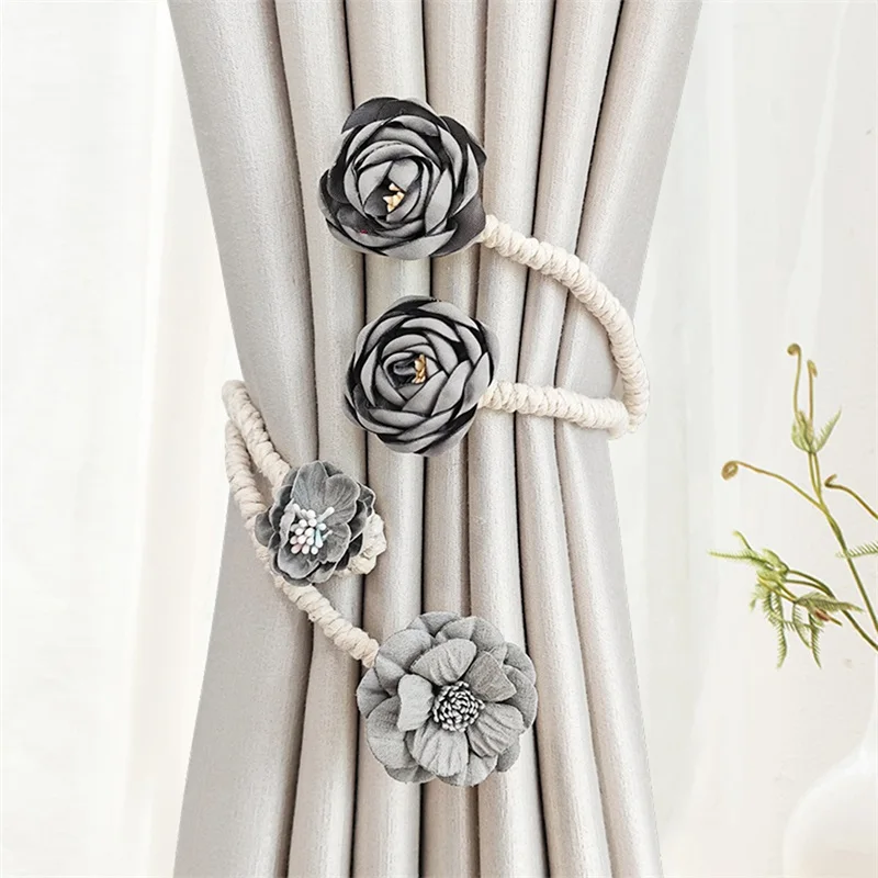 Flower Curtain Tiebacks Twist Bough Rope Curtain Holder Cute Ties for Curtains Farmhouse Home Decor