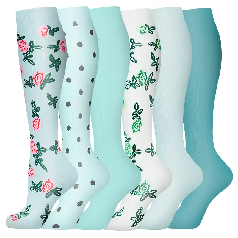 HYSAIXIA Compress Socks 6 Pairs Combination Sports Yoga Socks Compression Stockings Calf Pressure Fruit Pattern New Christmas compression socks