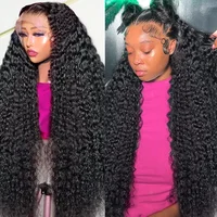 Vague profonde 13x6 HD dentelle frontale perruque bouclés perruques de cheveux humains 30 40 pouces vague d'eau dentelle avant perruque 250% 300% cheveux complets dentelle perruques vente 5