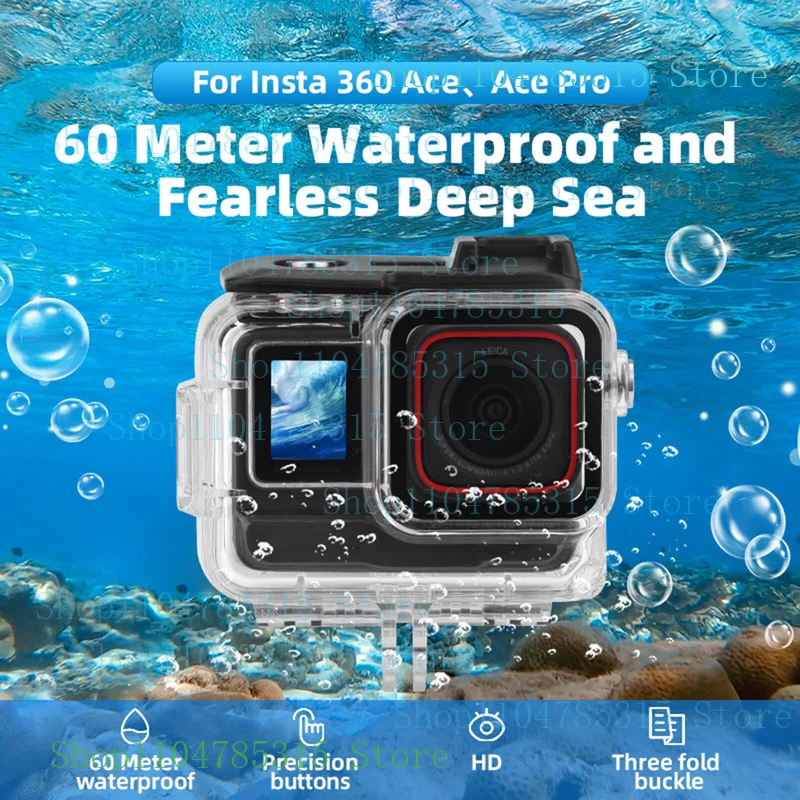 For Insta 360 Ace/Ace Pro Camera Waterproof Case 60m Dive Cover Protective Case XMSJ