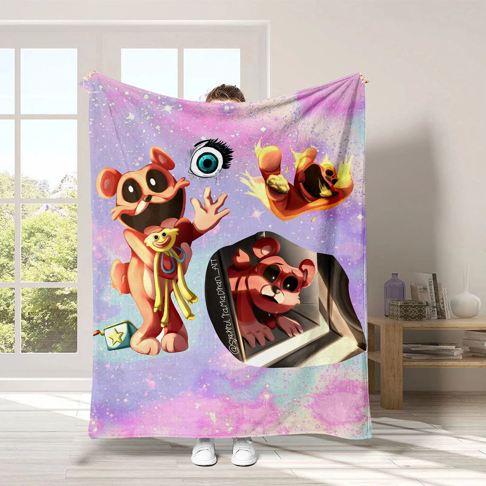 2024 New Smiling Critters Cat Nap Dogday And Catnap Catnat Doll Blanket Nap Printed Flannel Blanket Comfortable Sofa Blanket