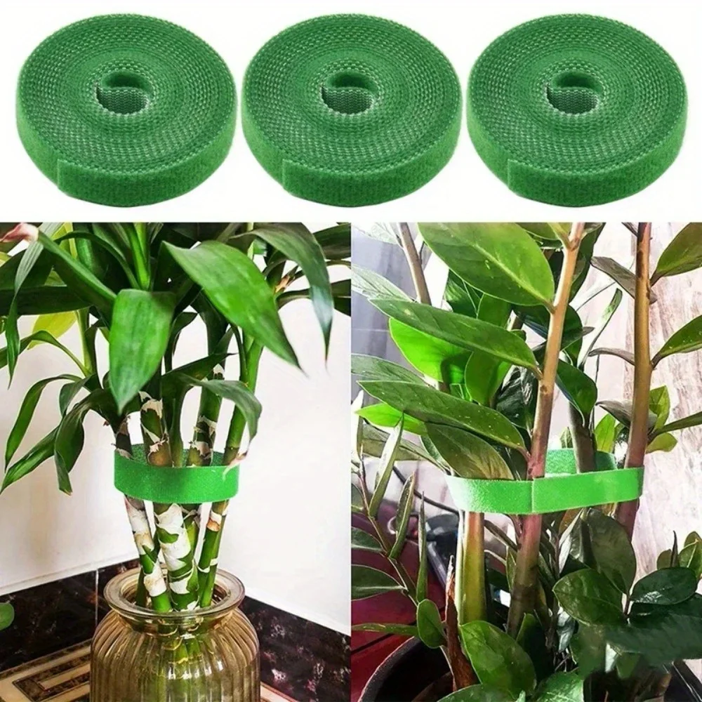 300cm/118.11in Plant Ties Nylon Plant Bandage Tie Home Garden Shape Tape Hook Loop Bamboo Cane Wrap Support Accessories plant ties