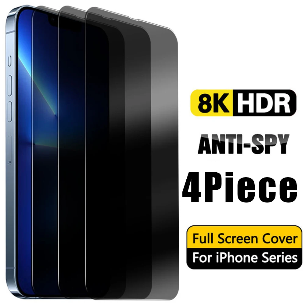 4 Pcs!antispy Screen Protector For Iphone 7 8 14 Plus 12 13 Mini Xr Se