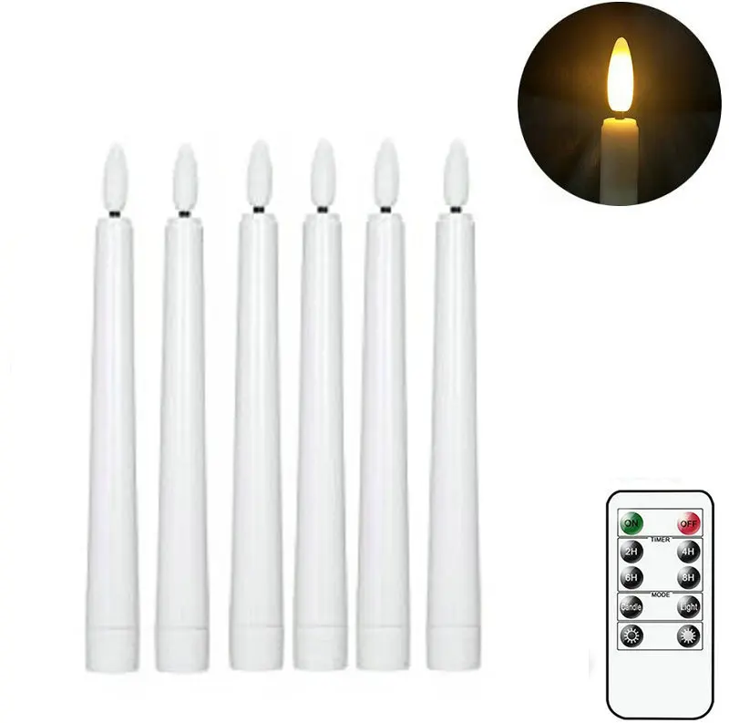 8" Remote controlled LED Taper Stick Candle Battery Operated w/Timer 3D