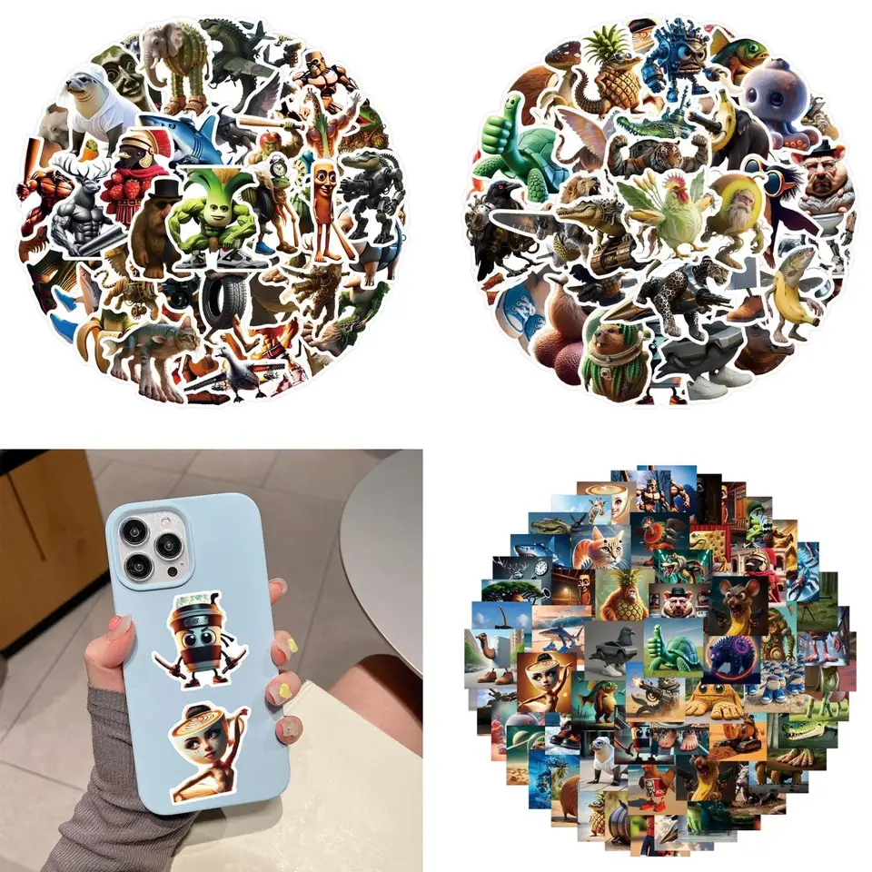 Set De 50 Pegatinas Italian Brainrot - Diseños Graciosos Y Surrealistas Estilo Meme, Para Personalizar Portátiles, Cascos, Botellas