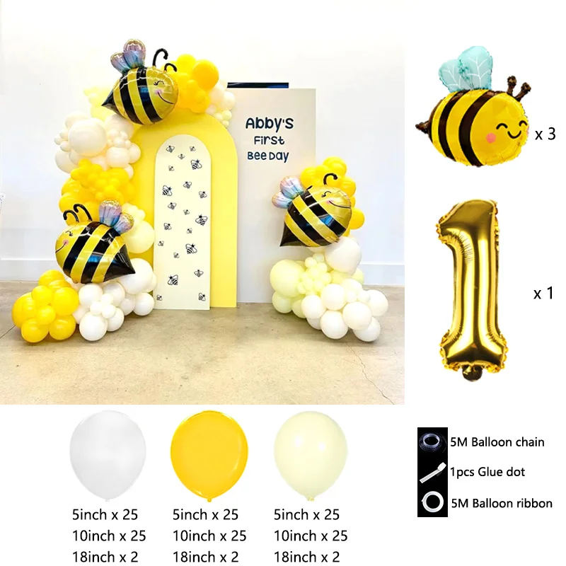 Cartoon Kleine Biene und Freunde Folienballons Bogen-Girlanden-Set Latexballons Zahlenballons Geburtstag Babyparty Geschenke – Detail 21