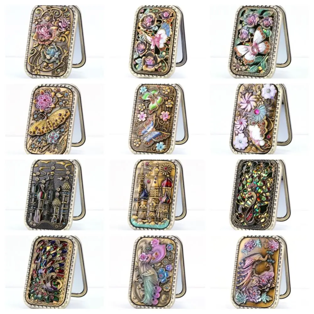 Retro Peacock Metal Compact Mirror