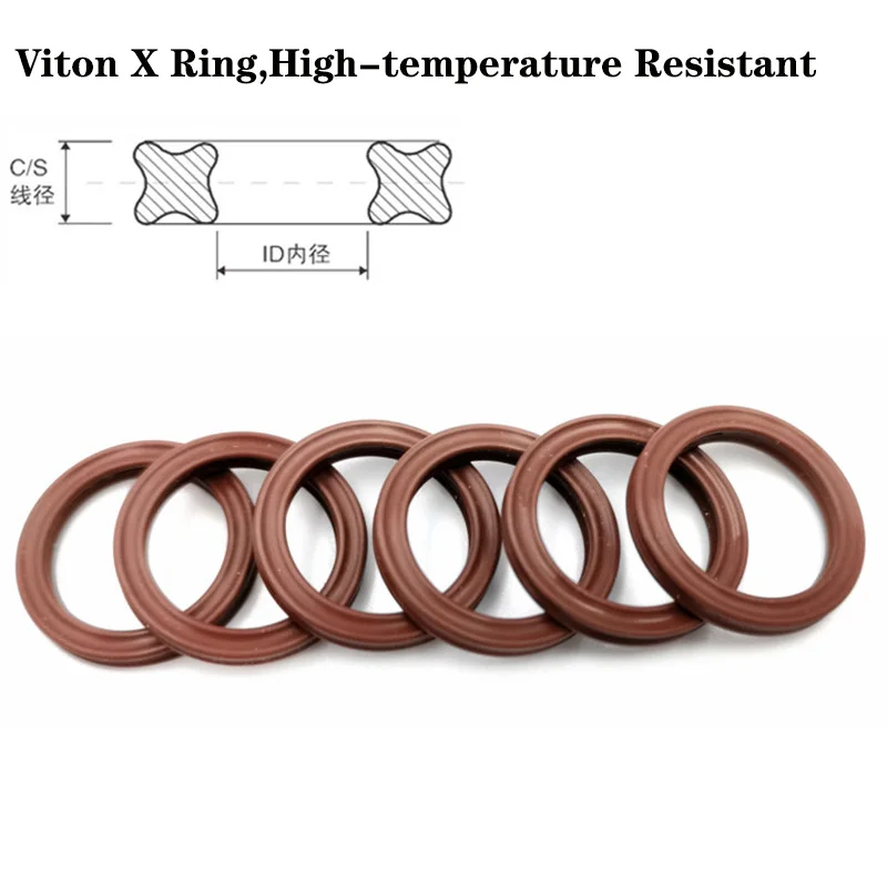 FKM X Ring, ID3.68/4.47/5.28/6.07/6.75/7.65/9.25/10.82/12.42mm C/S 1.78mmViton X Ring,FKM Quad Ring,X Ring(10pcs in a pack)