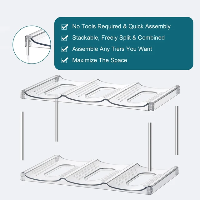 3-Tier Stackable Water Bottle Organizer – Clear Plastic Wine & Bottle Rack 5