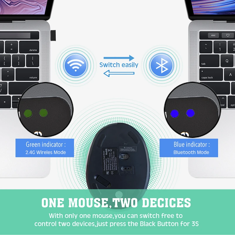 Bluetooth+2.4g Wireless Vertical Mouse Rechargeable Wireless Silent Mice for Win/Android/iOS Ergonomic Mouse