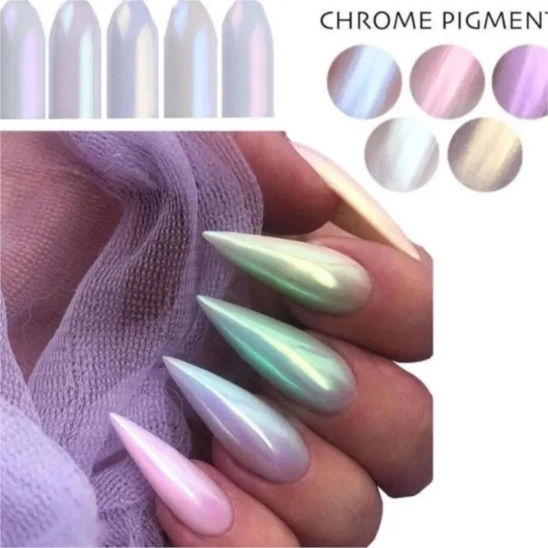 1Jar Aurora Polarized Pearl Powder Specchio Magico Olografico Shimmer Dust Nail Art Chrome Pigment Manicure Gel Polish Mica Powder