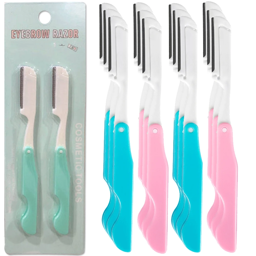 1-10 PCS Folding Eyebrow Knife Safe Folding Ladies Face Shaver Eye Brow Trimmer Blade Women Makeup Tools Face Razor Easy To Use