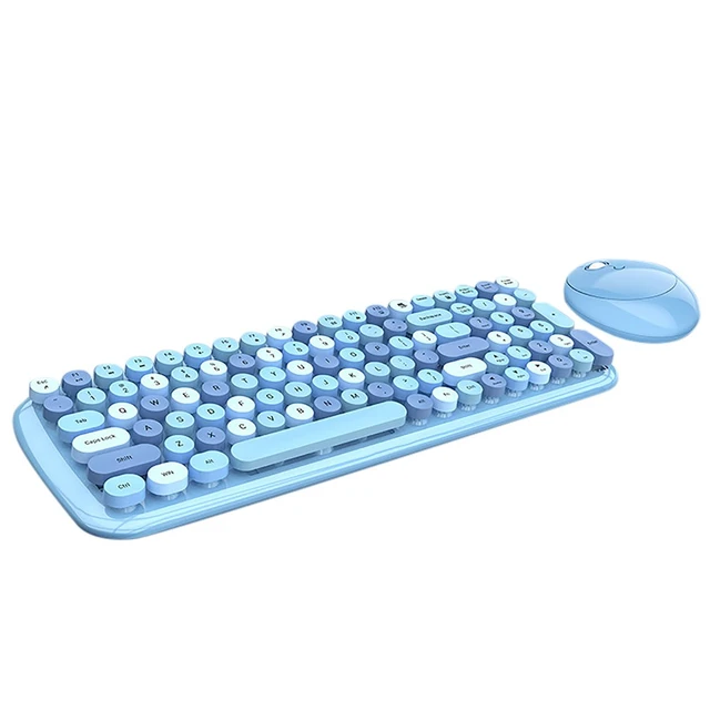 Ensemble clavier et souris sans fil 2.4G, rose/bleu, silencieux