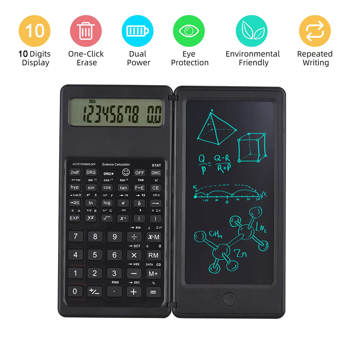 Aside Committee ourselves Foldable Calculator & 6 Inch LCD Writing Tablet Digital Drawing Pad 10  Digits Display with Stylus Pen Erase Button Lock Function|Calculators| -  AliExpress