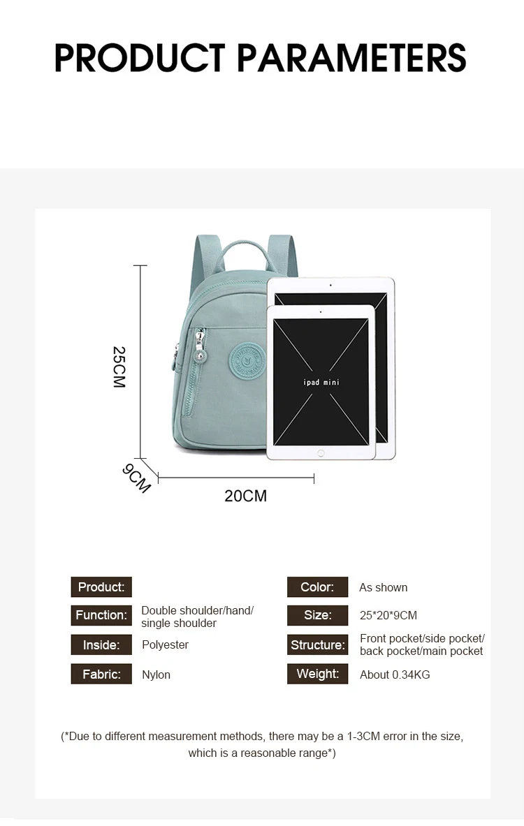 Nylon Cloth Backpack Bucket Bag Simple Solid Color Nylon Backpack Small Backpack Outdoor Travel Backpack Women's Small Schoolbag