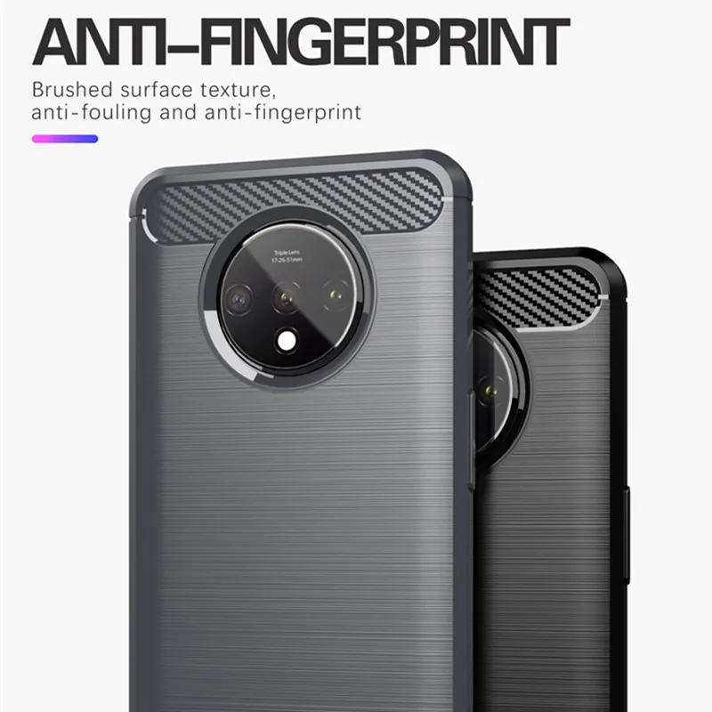 Brushed Texture Case For 1+7t Oneplus 7T Silicone Cases for Oneplus7t One Plus 7T Luxury Carbon Fiber Soft TPU Phone Cover 3