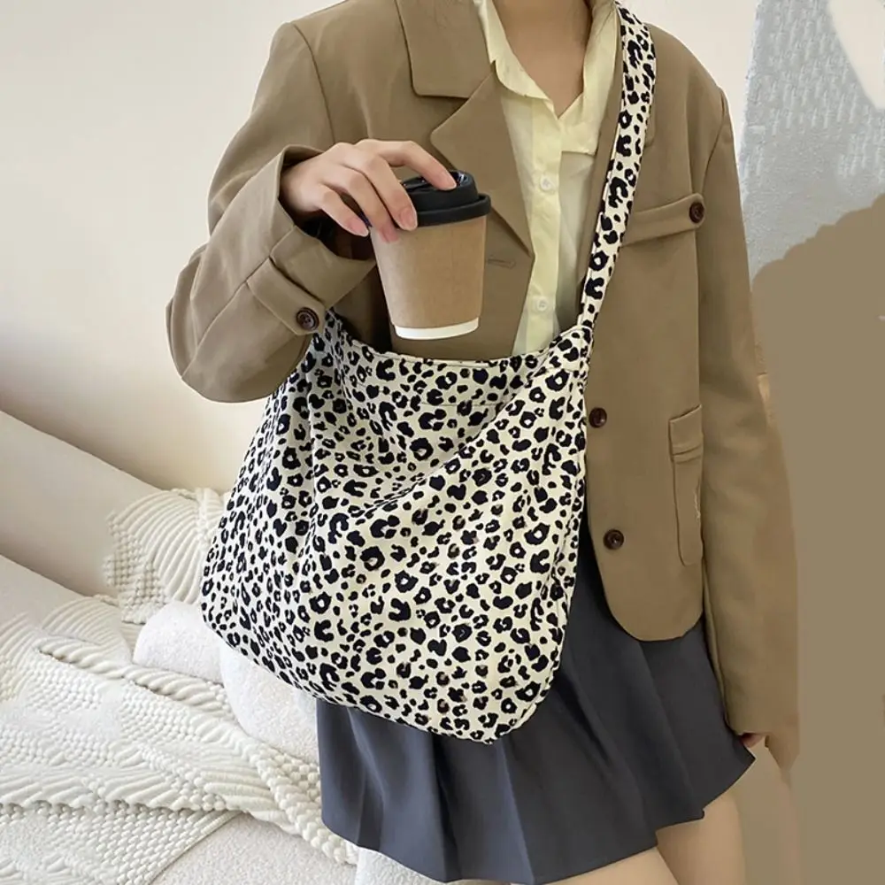 

Leopard Print Leopard Canvas Bag Printed Crossbody Bag Canvas Shoulder Bag Large Capacity Tote Bag Print Cloth Bag Storage Bag