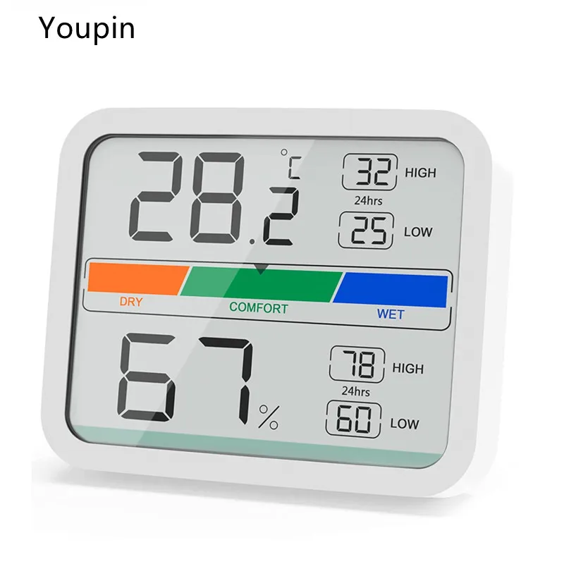 Thermo-higrômetro Interno do Termômetro de Digitas do Lcd de Youpin com Ímã Registros Min Max para o Controle de Clima da Sala