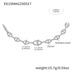 Luxury Gold - Plated Stainless Steel Zircon Bracelet for Women - Elegant Waterproof Jewelry (E615 - Silver A)