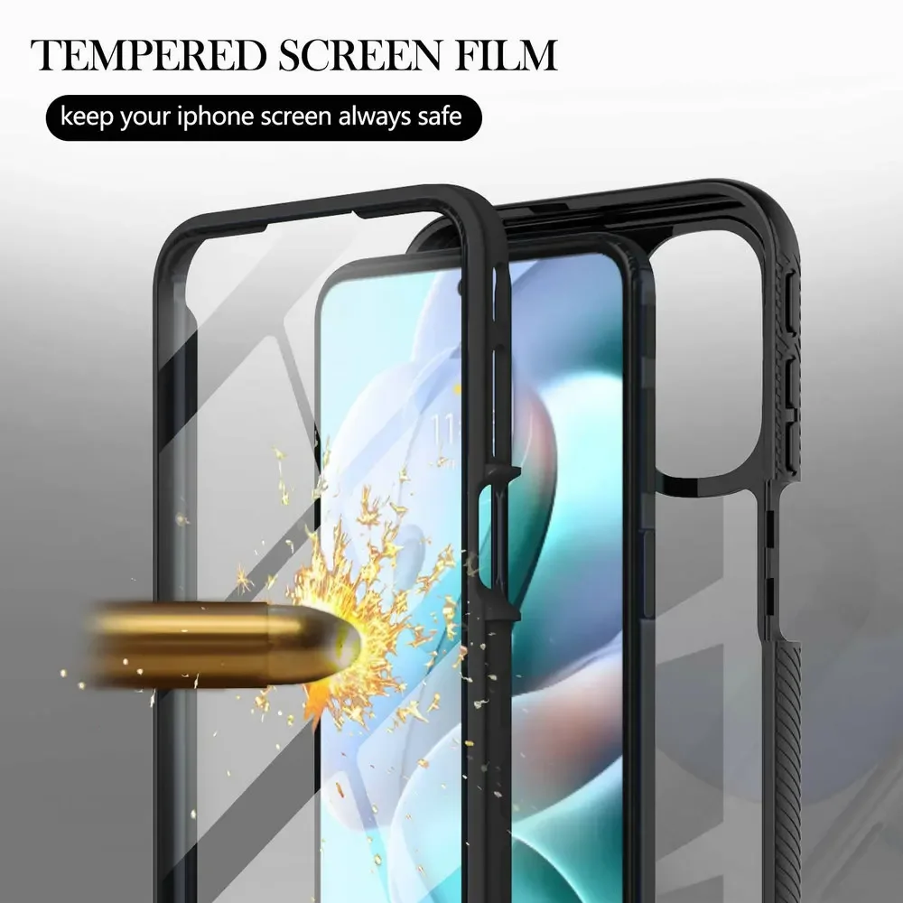 Crystal Clear Shockproof Case with PET Screen Protector for Motorola Moto G Series