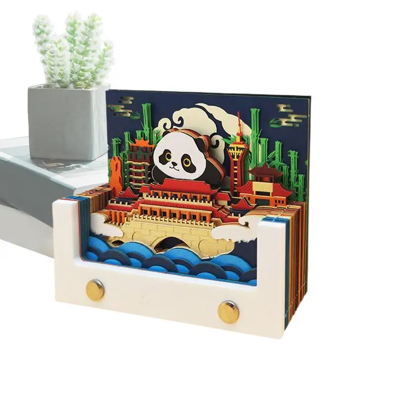 

2024 3D Calendar Desktop Calendar Memo Pad With 3D Colorful Cityscape Paper Carving Gifts For Living Room Study Room Bedroom
