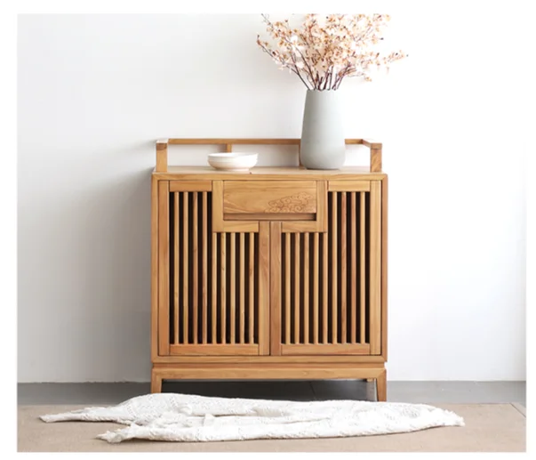 

Nordic New Chinese Style Solid Wood Tea Cabinet Household Minimalist Storage Cabinet