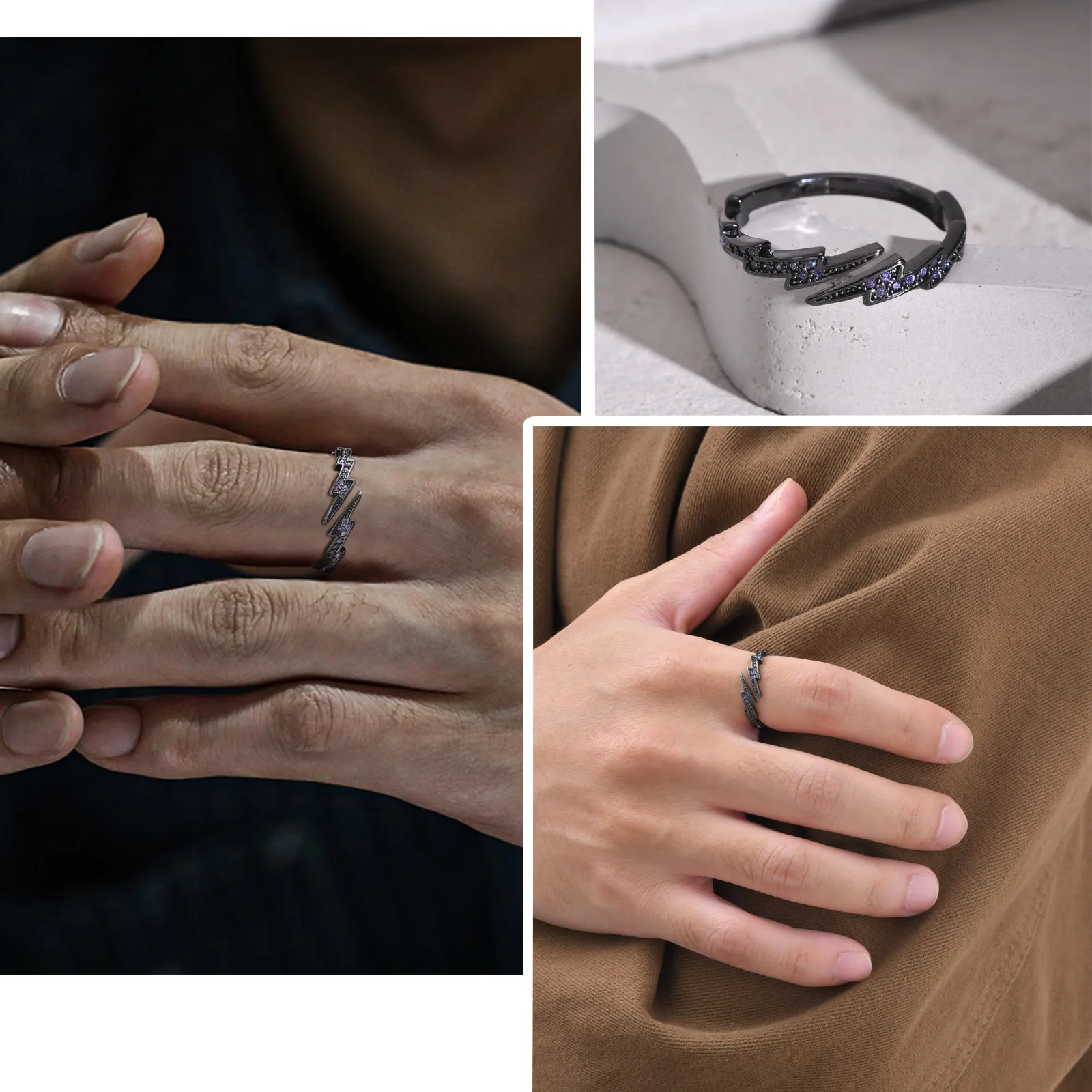 Charm-Ring für Männer und Frauen, Geschenk, Flash-CZ, offener Ring, Mikro gepflastert, 5A, kubischer Zirkon, modischer klassischer Schmuck, Accessoires – Detail 10