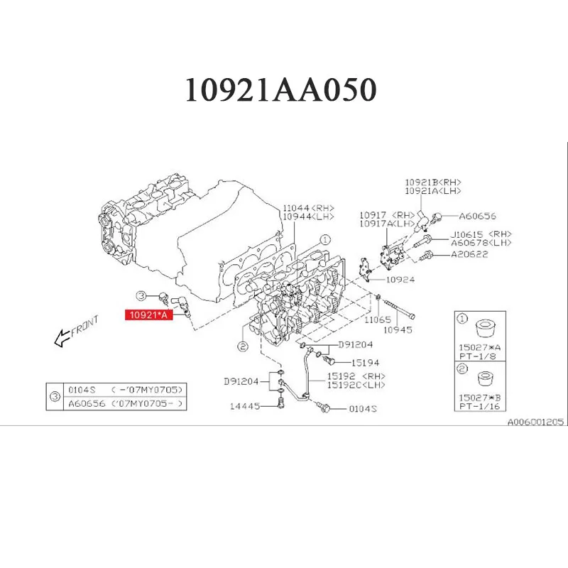Car original Oil Control Valve 10921AA050(MIDDLE)&10921AA070(RH) For Subaru Outback Legacy Tribeca 3.0