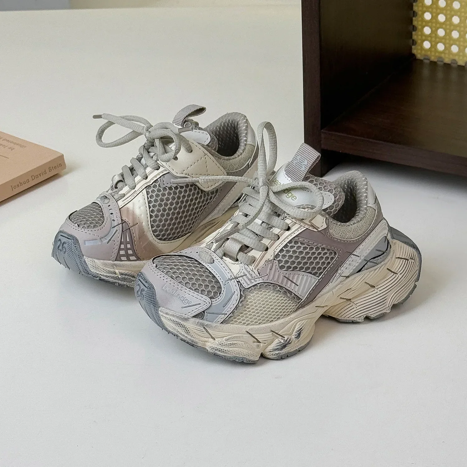 Spring Boys Girls Breathable Chunky Sneakers Children Walking Running Shoes Kids Toddler Distressed Non-slip Casual Sports Shoes