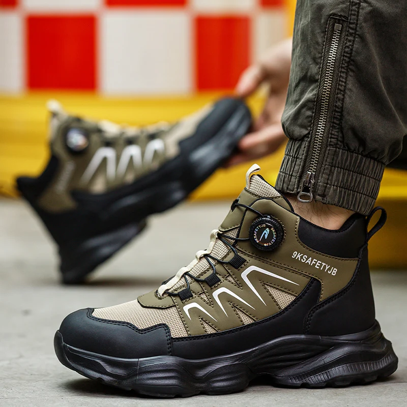 Rotating Button Work Shoes for Men Anti Puncture Work Sneakers Waterproof Black Work Safety Shoes Non Slip Steel Toe Boots Black BEST SELLERS Rotating Button Work Shoes for Men Anti Puncture Work Sneakers Waterproof Black Work Safety Shoes Non Slip Steel Toe Boots Black BEST SELLERS