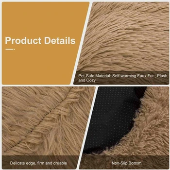 Donut Dog Bed Warm Soft Long Plush Pet bed For Samll Large Dog House Cat Calming Beds Washable Winter Kennel Sofa Cushion Mat 6