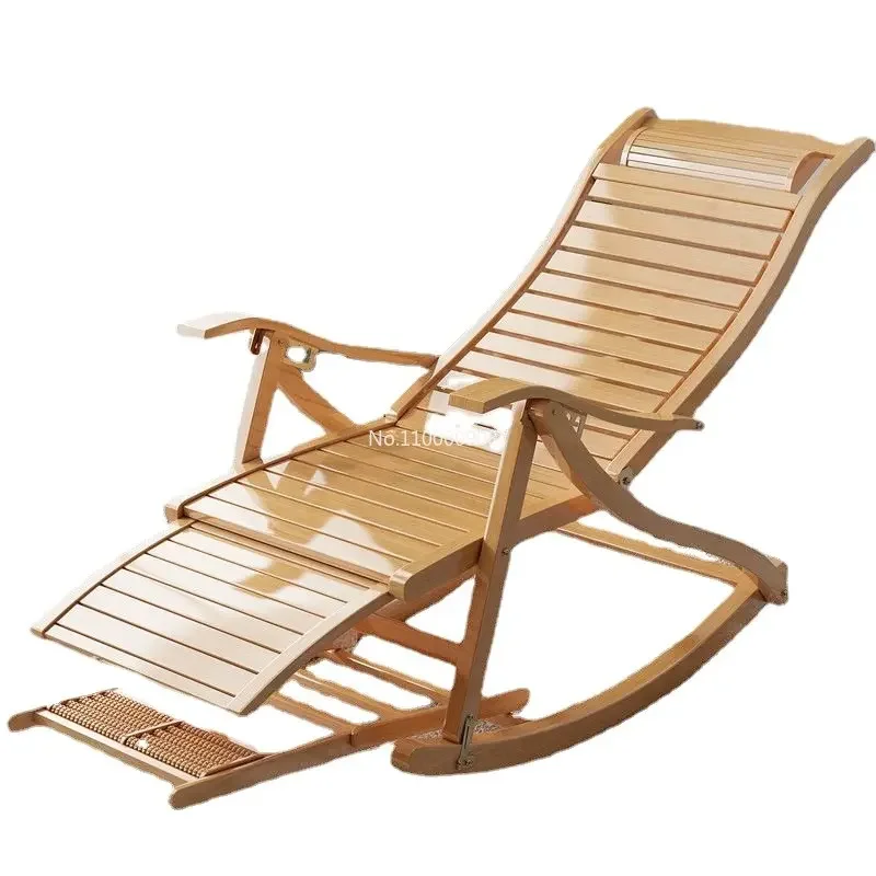 Sofa Chair Relaxing Recliner Leisure Home Bamboo Rocking Chair Adult Balcony Relax Armrest Folding Bed Living Room Sedie Home Furniture