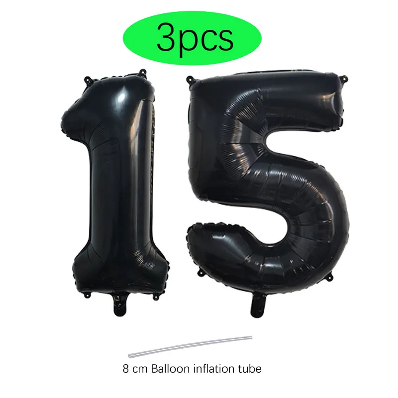 thumbnail image 1 of 2 globos de helio de 32 pulgadas, dorados, plateados, negros, azules y rojos, con números 10, 11, 12, 13, 14 y 15, suministros de decoración para fiestas de feliz cumpleaños, 1 of 5