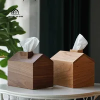 Home Walnut Wooden Paper Box House Type Tissue Holder for Living Room Table Cute Cabin Tissue Case Boxes for Home Decor 1