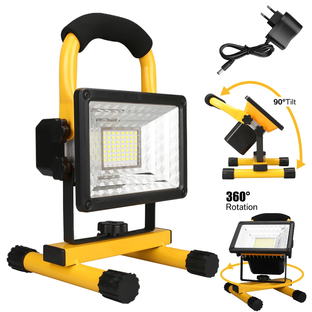 Led Work Light Work Light 60W LED Work Lights Rechargeable Floodlight Waterproof Portable Emergency Work Job Site Lights with Stand for Camping Travel