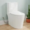 Dual Flush Elongated Standard One Piece Toilet with Comfortable Seat Height,Powerful&Quiet Dual Flush Modern Toilet,Glossy White 1
