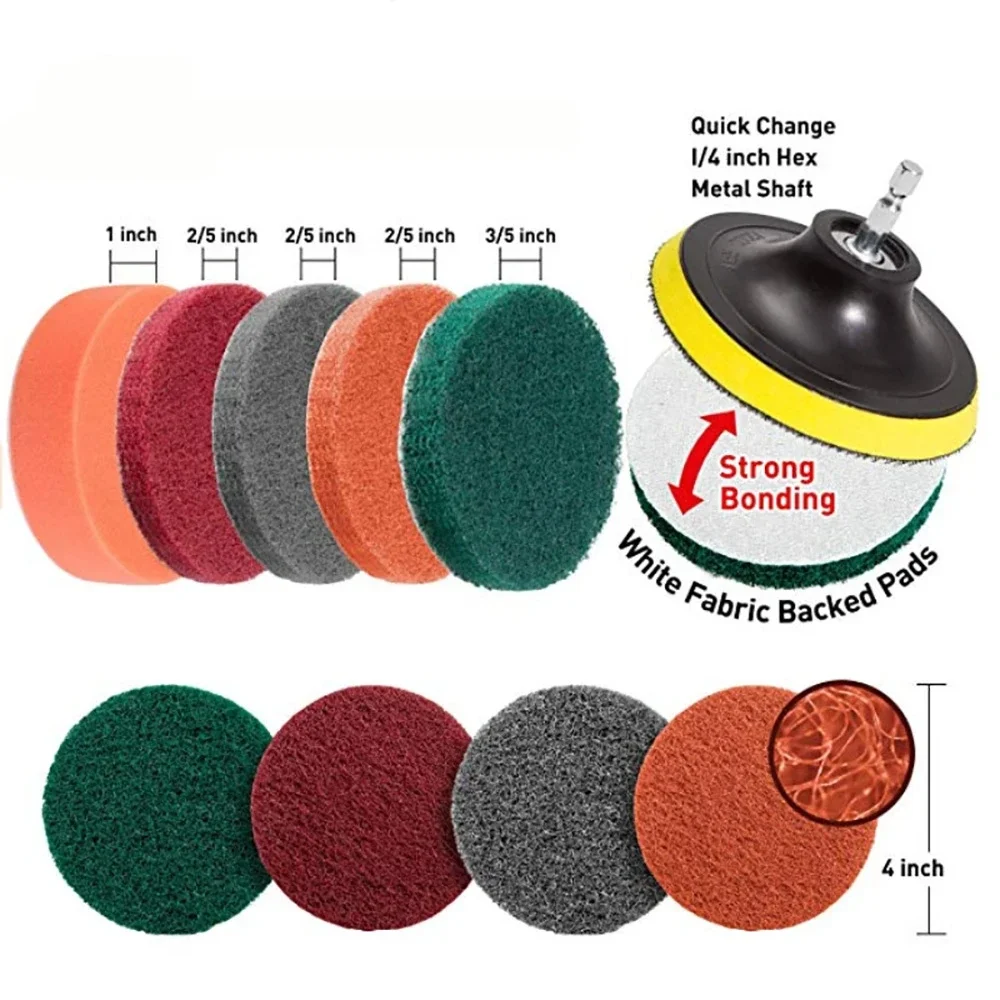 Drilling Brush Polishing Sponge Pad Set Power Scrubber Cleaning Kit Car Home Clean Tools Scrub Brush Set Power Drill Accessories