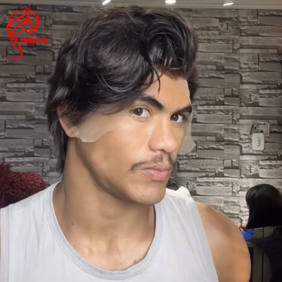 Pre Styled Transparent Full Lace Male Wigs Full Lace Wig For Men Toupee Hair System Unit Replacement Wig