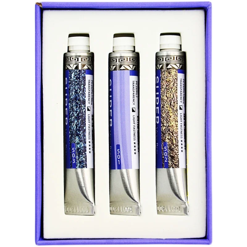 SUPER VISION Pop Color Watercolor Paint Set natural mica 8ml tubular art pearl layered 3 colors