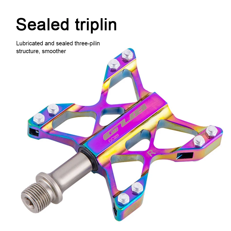 

GC-009 Mountain Pedals Aluminum Alloy Plating Colorful Non-slip Road Bike Pedal Bearing Folding Bike Pedal Bicicleta Pedal