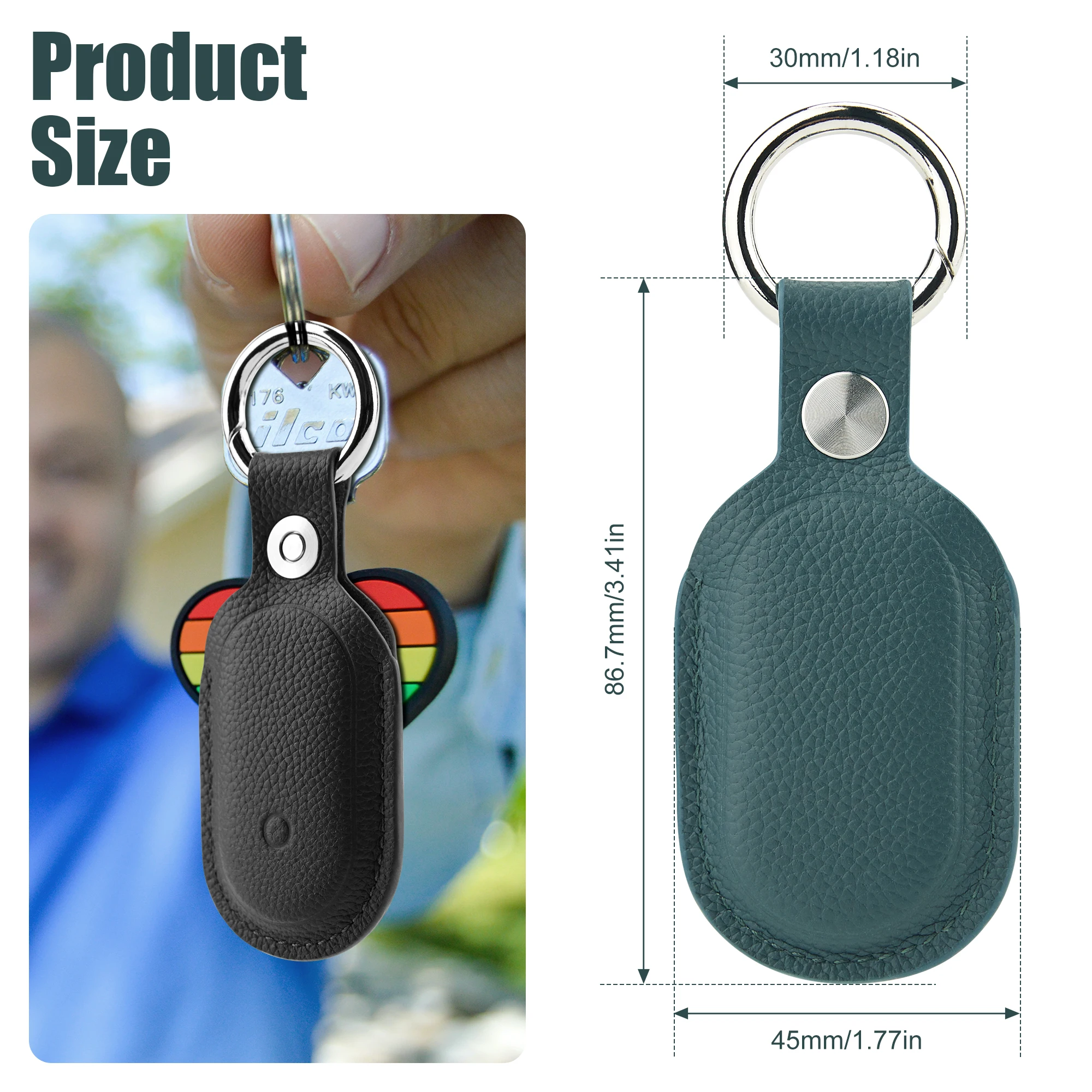 Genuine Leather Keychain Case for SmartTag2 - Premium Holder for Keys, Luggage, and Pets