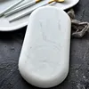 Nordic White Marble Ceramic Jewelry Storage Tray Oval Ellipse Fruit Decorative Plate Food Dessert Dish Tableware 5