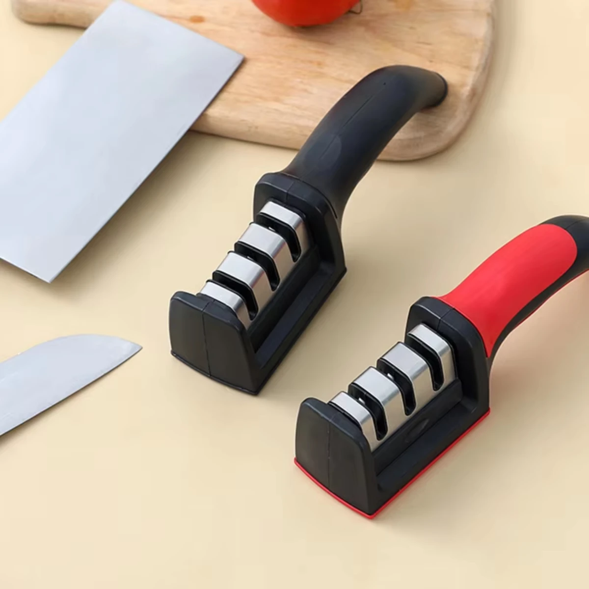 Enhanced Handheld Multi-Stage Knife Sharpener with Non-Slip Base