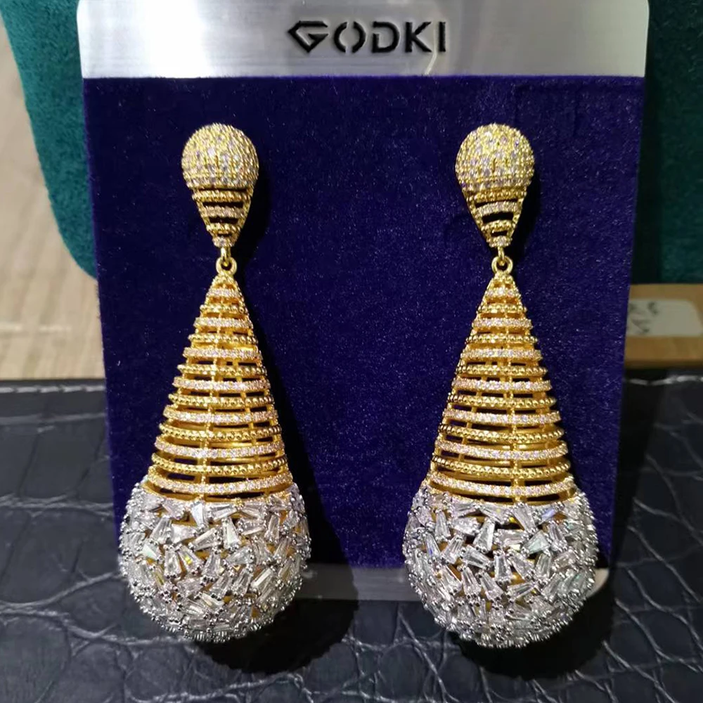 

GODKI New Nigerian Hollow Ball Drop Earrings Trendy Charms DUBAI Cubic Zirconia Statement Earring for Women Wedding Jewelry