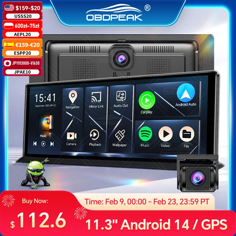 K60 Pro Rearview DVR Android 14 DashCam Wireless CarPlay Android