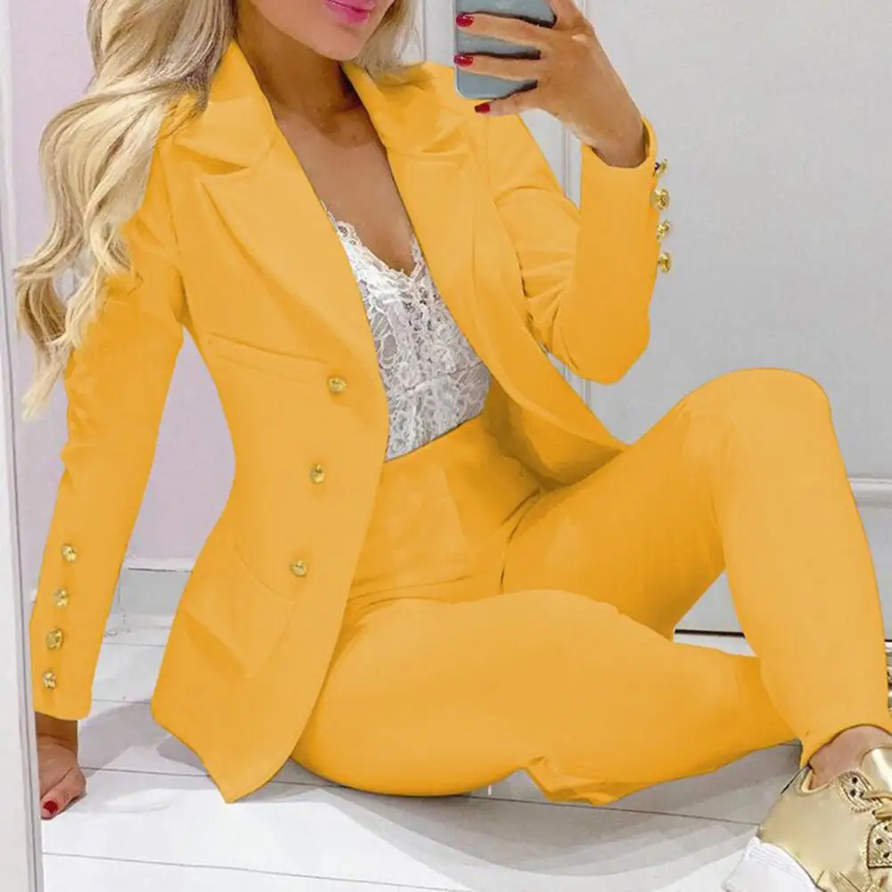 Casual Suit Two Pieces For Women Business Suit Blazer Pants Women Outfit Casual Turn-down Collar Office Lady Women Jackets Pants